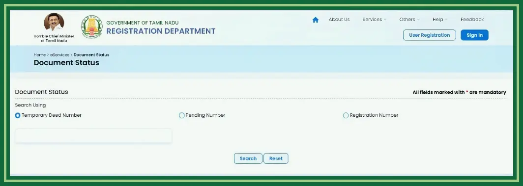 TNREGINET document search and download service area for registered document follow-up