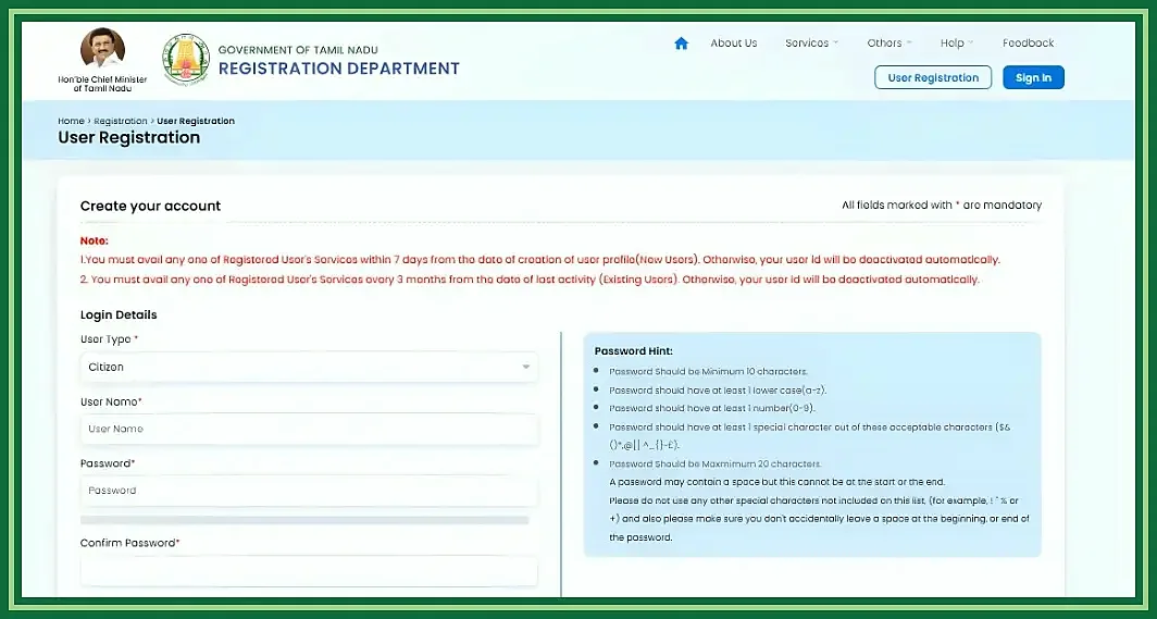 TNREGINET registration process overview for creating a new user account