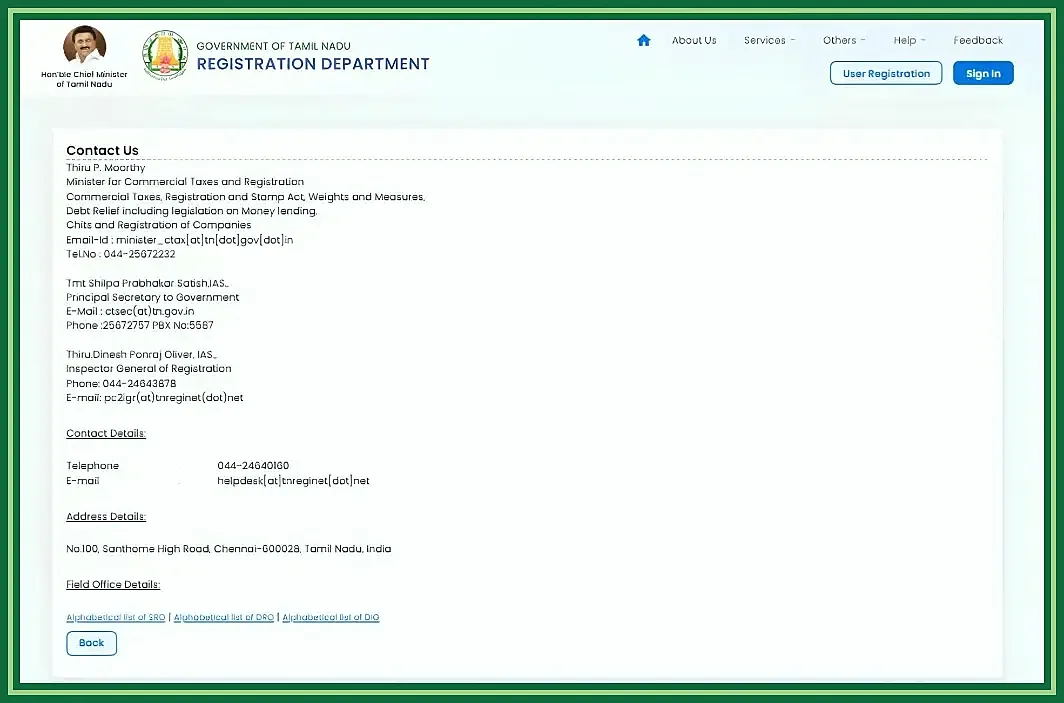 TNREGINET support and contact guidance for portal errors, service loading issues, and office follow-up